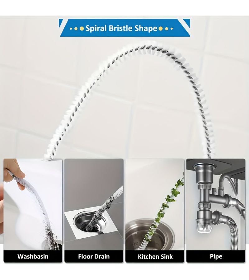 3pc Flexible Drain Cleaning Set Sink Snake Brush Hair Removal Tool Manual Clog Remover - Image 5