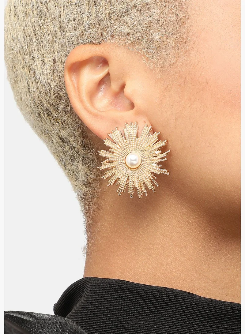 DeFacto Gold Plated Party Designer Stone Stud For Women