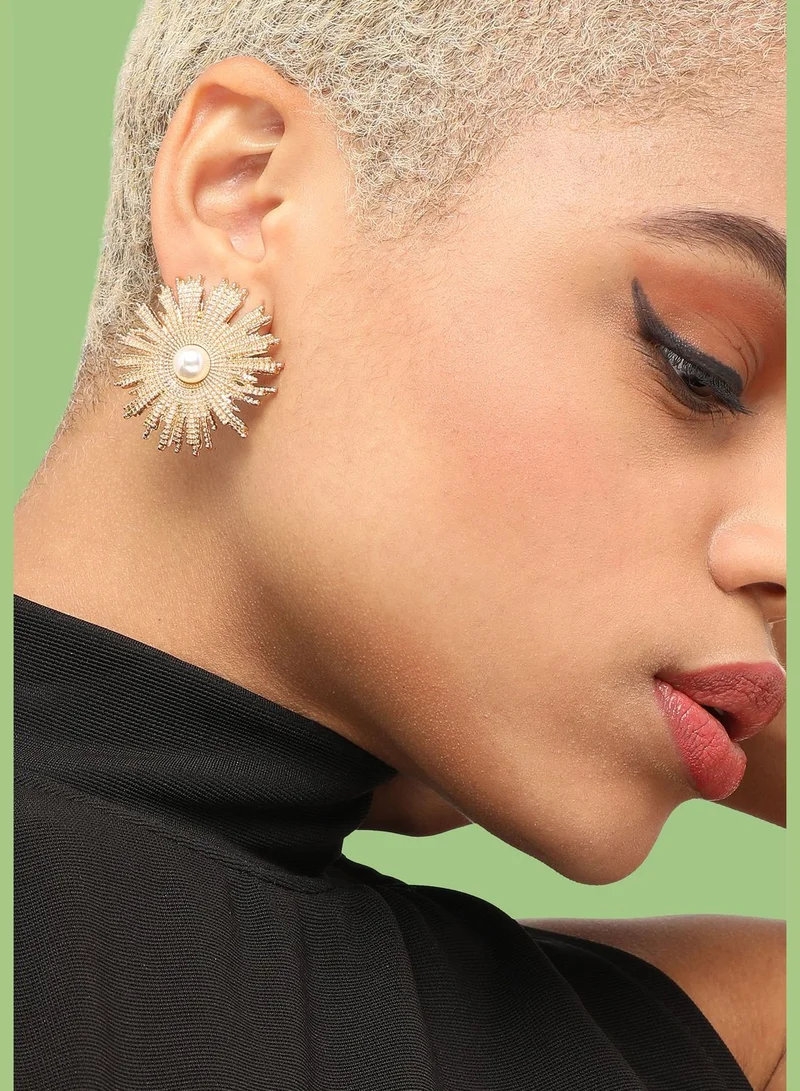 DeFacto Gold Plated Party Designer Stone Stud For Women