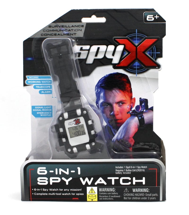 SpyX / 6-in-1 Watch - 6 Function Spy Toy Watch. Includes: Telescope Lenses, LED, Secret Message Capsules, Whistle, Signal Mirror, Hidden Compartment. Perfect Addition for Your spy Gear Collection! - Image 1