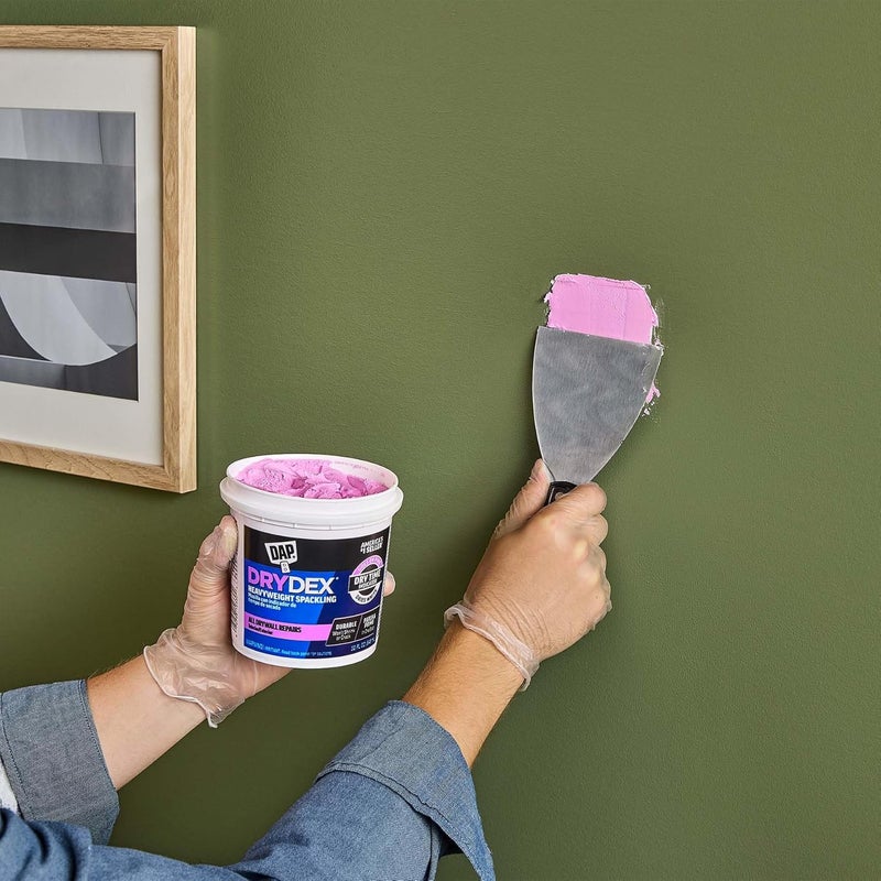 DAP DryDex Heavyweight Spackling with Dry Time Indicator - 1 Quart Tub (White) - Image 5