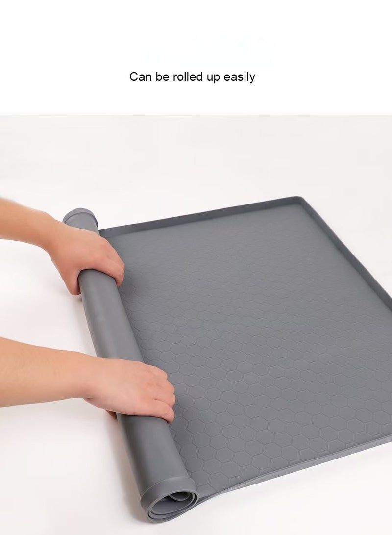 Sink Mat Waterproof Kitchen Cabinet Tray Flexible Silicone Under Sink Liner With Drain Hole Kitchen Bathroom Cabinet Mat And Protector For Drips Leaks Spills    19inch*22inch  - Image 3