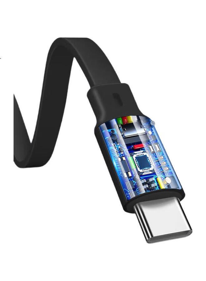 Newmine 3-In-1 Retractable Charging Cable Fast Charge 22.5W One For Three Apple Type-C Android Mobile Phone Car Charger Black - Image 2