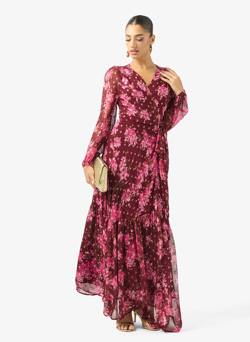 Hope & Ivy Blouson Long Sleeve   Tie Waist  Maxi Dress - Image 4