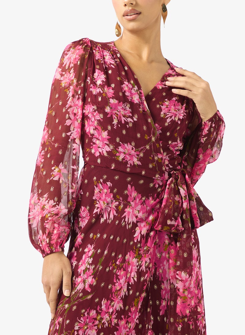 Hope & Ivy Blouson Long Sleeve   Tie Waist  Maxi Dress - Image 3