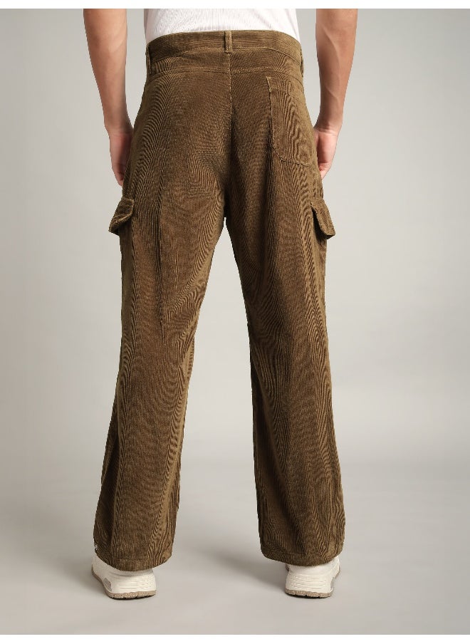 Beyoung Brown Oversize Corduroy Cargo Pants  - Image 1