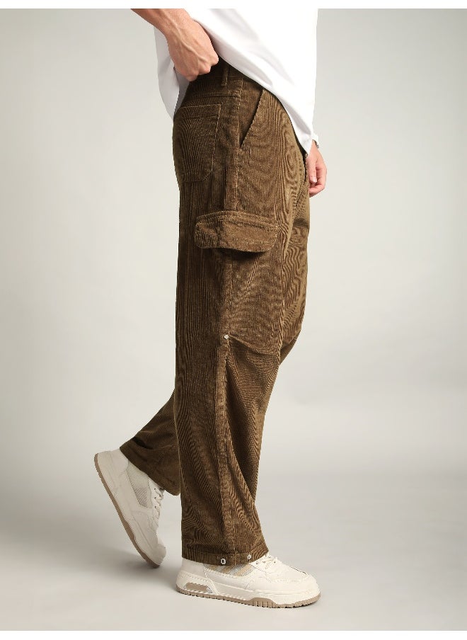 Beyoung - Brown Oversize Corduroy Cargo Pants - Image 1