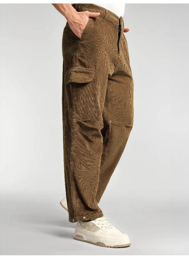 Beyoung Brown Oversize Corduroy Cargo Pants