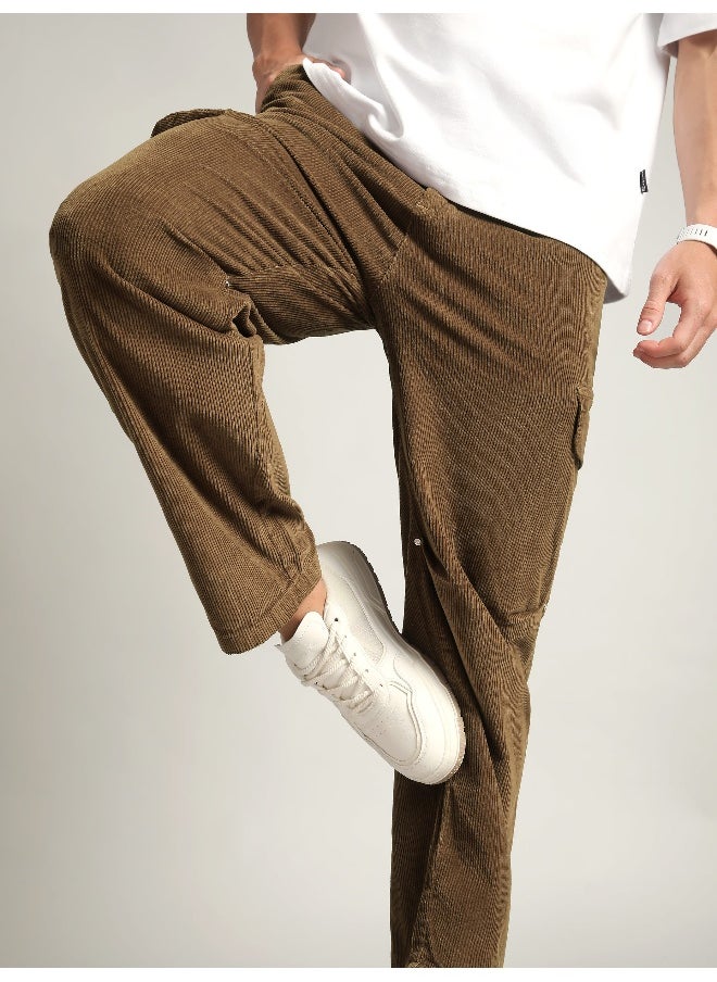 Beyoung Brown Oversize Corduroy Cargo Pants  - Image 4
