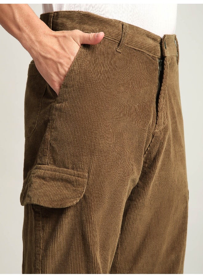 Beyoung - Brown Oversize Corduroy Cargo Pants - Image 1