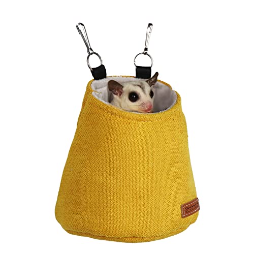 HardcorePet Sugar Glider Pouch - Warm Nest Bed, Sleeping Pouch Bag for Sugar Glider Accessories and Toys, Small Animal Cage Sleep Bag, Sack Swing Hanging Bed (Yellow) - Image 1