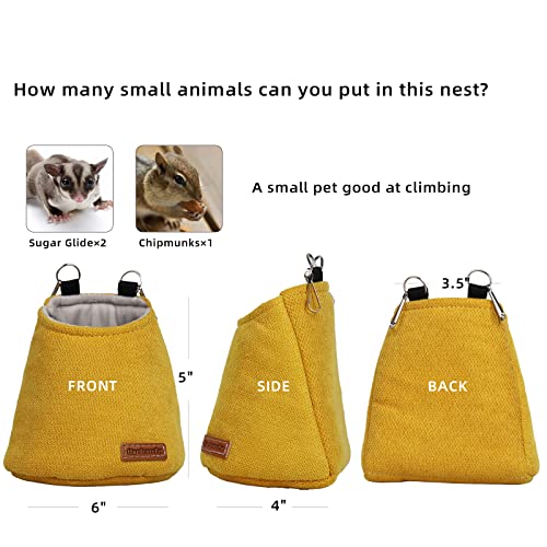 HardcorePet Sugar Glider Pouch - Warm Nest Bed, Sleeping Pouch Bag for Sugar Glider Accessories and Toys, Small Animal Cage Sleep Bag, Sack Swing Hanging Bed (Yellow) - Image 3