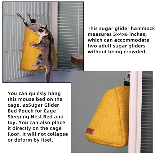 HardcorePet Sugar Glider Pouch - Warm Nest Bed, Sleeping Pouch Bag for Sugar Glider Accessories and Toys, Small Animal Cage Sleep Bag, Sack Swing Hanging Bed (Yellow) - Image 4