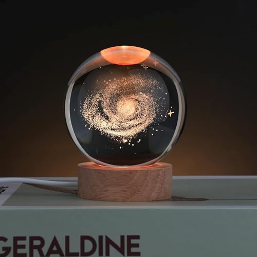 The Purple Tree 3D Crystal Ball Night Lamp,Creative Galaxy Engraved Crystal Ball Night Light, USB Table LED Wooden Stand with Crystal Ball for Home Office Diwali Decoration Birthday Gift - Image 4