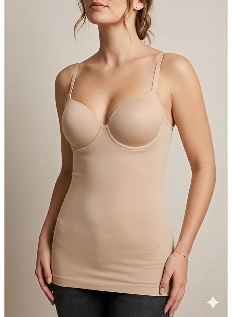 Shappex Women’s Seamless bShapewear Camisole with Built-In Bra – Tummy Control Body Shaper Tank Top, Adjustable Straps, Smooth Slimming Fit, Comfortable Everyday Wear - Image 1