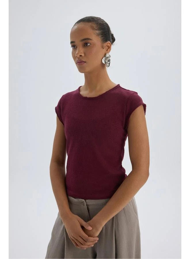 Bohemai  Kensal Slim Fit Burgundy T-Shirt for Women | Best Price UAE