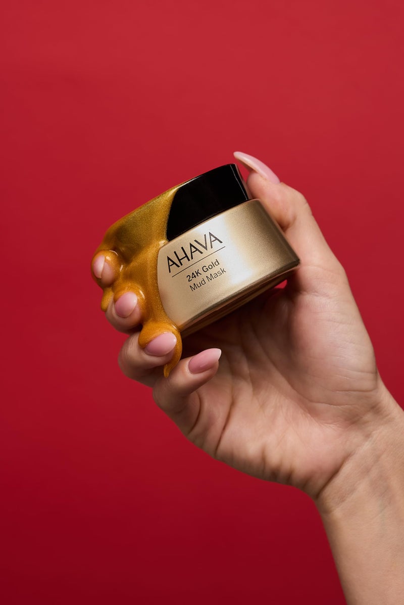 AHAVA 24K Gold Mineral Mud Mask - Luxury Mud Mask for Refined, Luminously Radiant Skin, Smoothes, Firms & Illuminates, includes 24K Gold, Osmoter, Dead Sea Mud, Matrixyl & Hyaluronic Acid, 1.7 Fl.Oz - Image 5