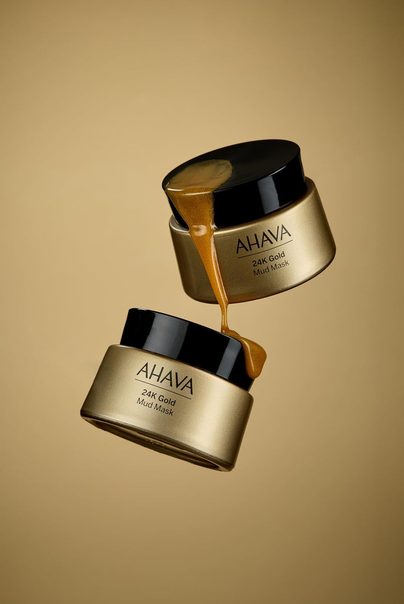 AHAVA 24K Gold Mineral Mud Mask - Luxury Mud Mask for Refined, Luminously Radiant Skin, Smoothes, Firms & Illuminates, includes 24K Gold, Osmoter, Dead Sea Mud, Matrixyl & Hyaluronic Acid, 1.7 Fl.Oz - Image 4