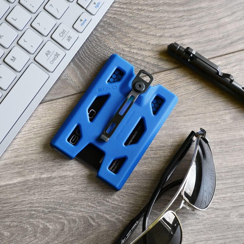 GOVO T4 Badge Holder/Wallet - Durable Polycarbonate ID/Credit Holder with Metal Clip and 4 Cards Slot (Holds 1 to 4 Cards) (Blue) - Image 4