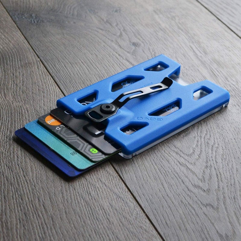 GOVO T4 Badge Holder/Wallet - Durable Polycarbonate ID/Credit Holder with Metal Clip and 4 Cards Slot (Holds 1 to 4 Cards) (Blue) - Image 3
