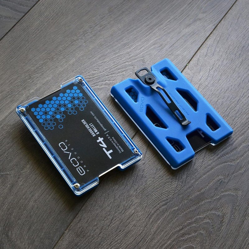 GOVO T4 Badge Holder/Wallet - Durable Polycarbonate ID/Credit Holder with Metal Clip and 4 Cards Slot (Holds 1 to 4 Cards) (Blue) - Image 2