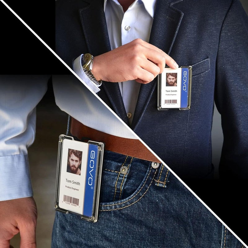 GOVO T4 Badge Holder/Wallet - Durable Polycarbonate ID/Credit Holder with Metal Clip and 4 Cards Slot (Holds 1 to 4 Cards) (Blue) - Image 5