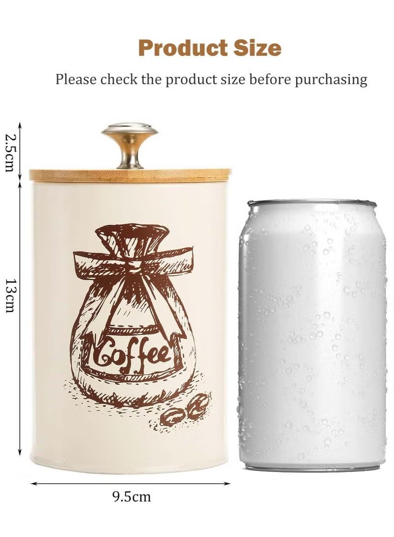 XiuWoo 3 Pieces Canister Sets for Kitchen Counter, Metal Vintage Kitchen Canisters with Bamboo Lid, Coffee Sugar Tea Metal Canister Jars, Food Storage Canister, Kitchen Decor, Beige  - Image 3