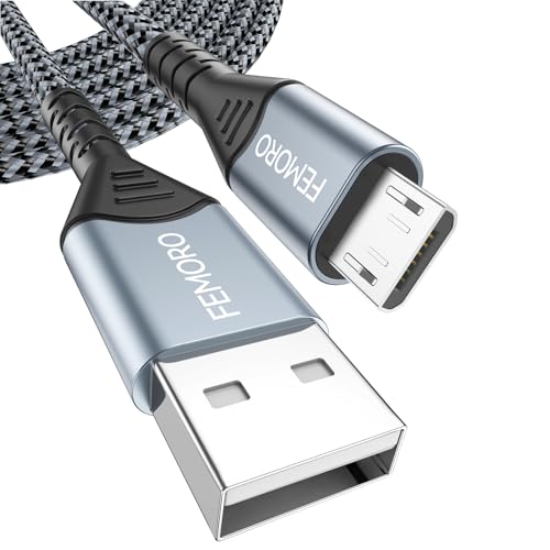 FEMORO USB to Micro USB Cable 10 ft Long 480Mbps Data Transfer & 12W Charging, Micro USB 2.0 Charger Cord for PS4 Old Android Phones Kindle Tablets Raspberry Pi 3 and More - Image 1