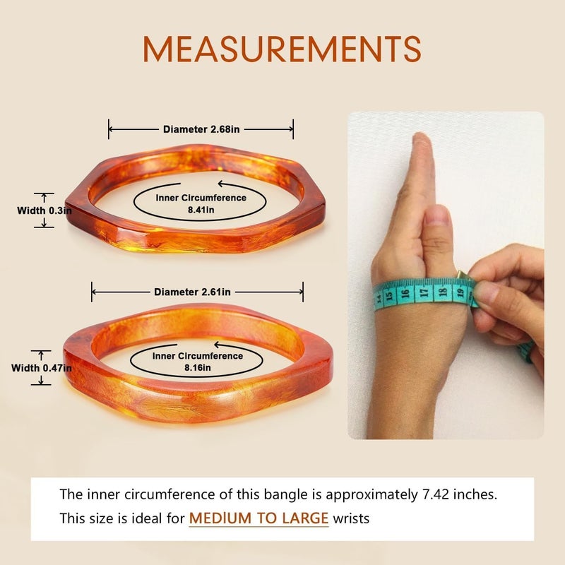 SYGY 4PCS Chunky Acrylic Bangles Bracelets for Women, Geometric Acrylic Resin Wide Thin Bangle Bracelet, Geometric Square Wristbands, Plastic Bracelet for Women - Image 2