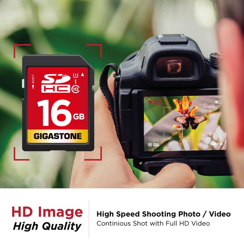 Gigastone Gigastone 16GB SD Card UHS-I U1 Class 10 SDHC Memory Card High-Speed Full HD Video Canon Nikon Sony Pentax Kodak Olympus Panasonic Digital Camera - Image 4