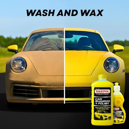 Waxpol Car Shampoo + Polish 1 ltr. Wash & Wax | pH Balanced Consentrated Formula| High Gloss Wet Shine | Smooth Finish | No Water Spots| Snow Foam Car & Bike Wash - Image 4