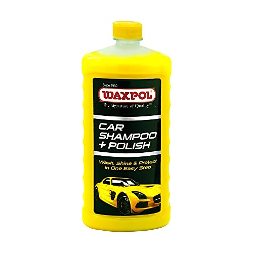 Waxpol Car Shampoo + Polish 1 ltr. Wash & Wax | pH Balanced Consentrated Formula| High Gloss Wet Shine | Smooth Finish | No Water Spots| Snow Foam Car & Bike Wash - Image 1