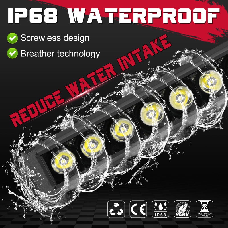 OFFROADTOWN 8 inch 120W LED Light Bar Single Row LED Pods Slim Offroad Driving Fog Work Lights Spot Bumper Light with Wiring Harness for Truck ATV UTV Jeep Motorcycle - Image 5