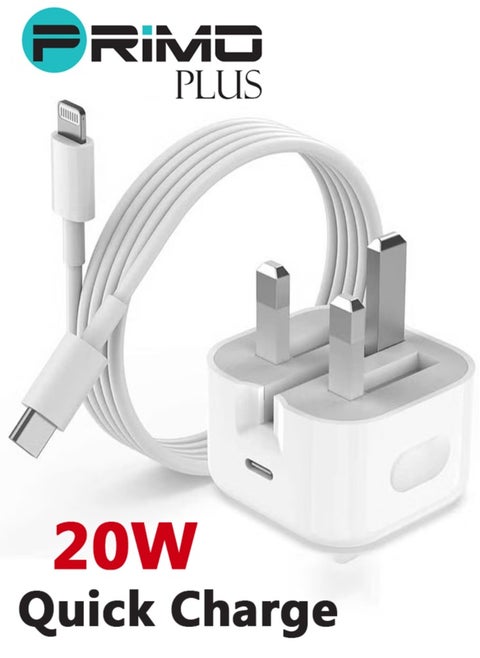 USB-C Power Adapter With Type-C To Lightning Cable 20W White