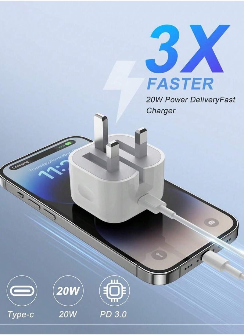 PRIMO PLUS - USB-C Power Adapter With Type-C To Lightning Cable 20W White - Image 1