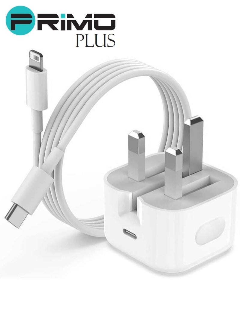 PRIMO PLUS - USB-C Power Adapter With Type-C To Lightning Cable 20W White - Image 1