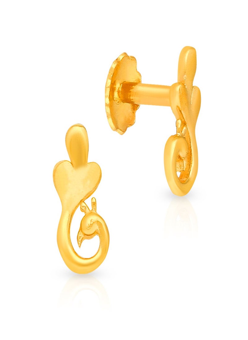 Malabar Gold and Diamonds 22k 916 Purity Gold Studs Earrings for Girls DZER387Y  - Image 1