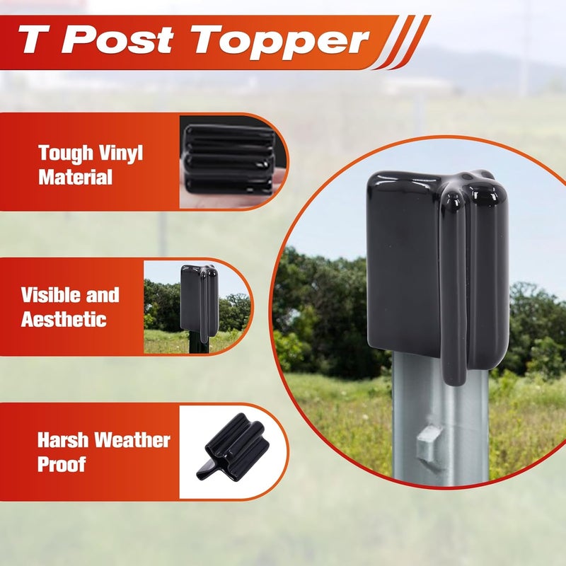 Swess 50 Pcs Safe T Post Caps, Vinyl T Post Topper Safety T-Post Caps, Black - Image 4