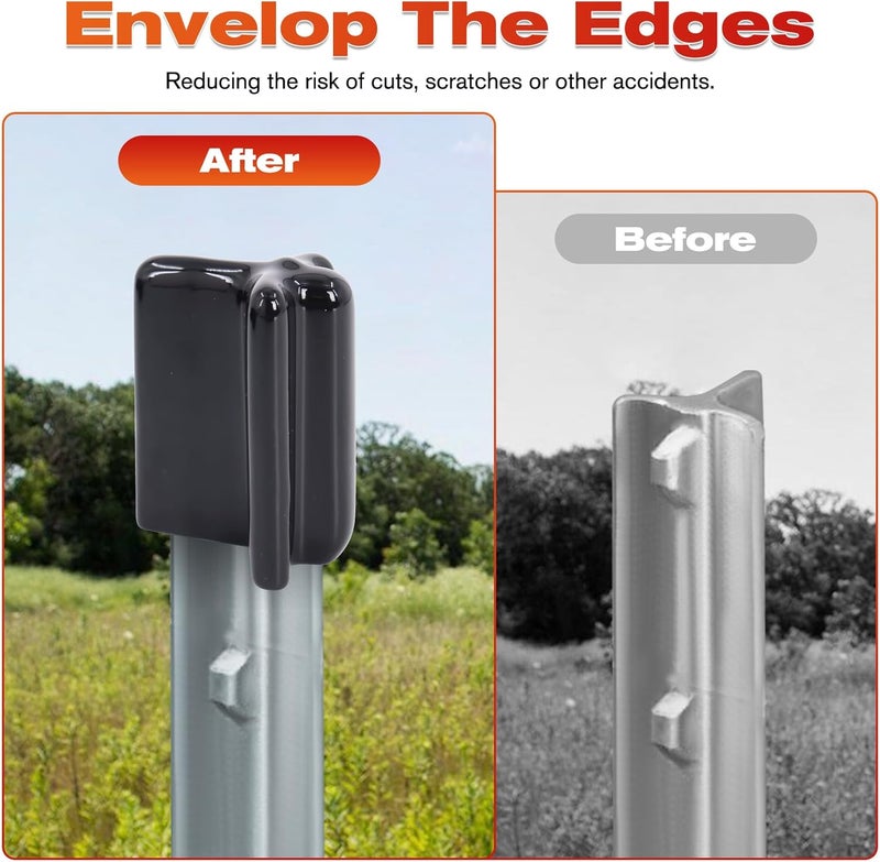 Swess 50 Pcs Safe T Post Caps, Vinyl T Post Topper Safety T-Post Caps, Black - Image 5