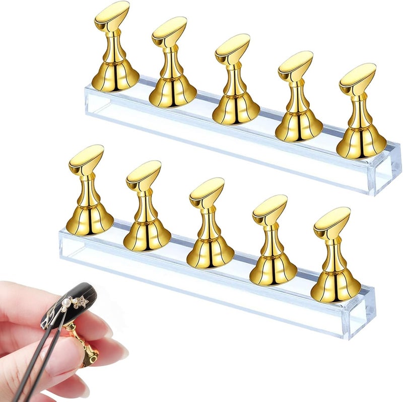 NAILWIND Acrylic Nail Display Stand Tip Holder Magnetic Nail Practice Stand Fingernail DIY Nail Art Stand for False Tip Salon and Home BLACK 1 SET - Image 3