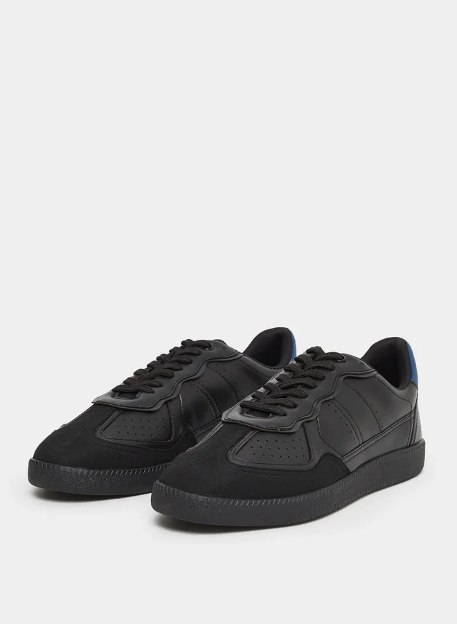 Styli Styli Men Black Cut and Sew Panel Sneakers
