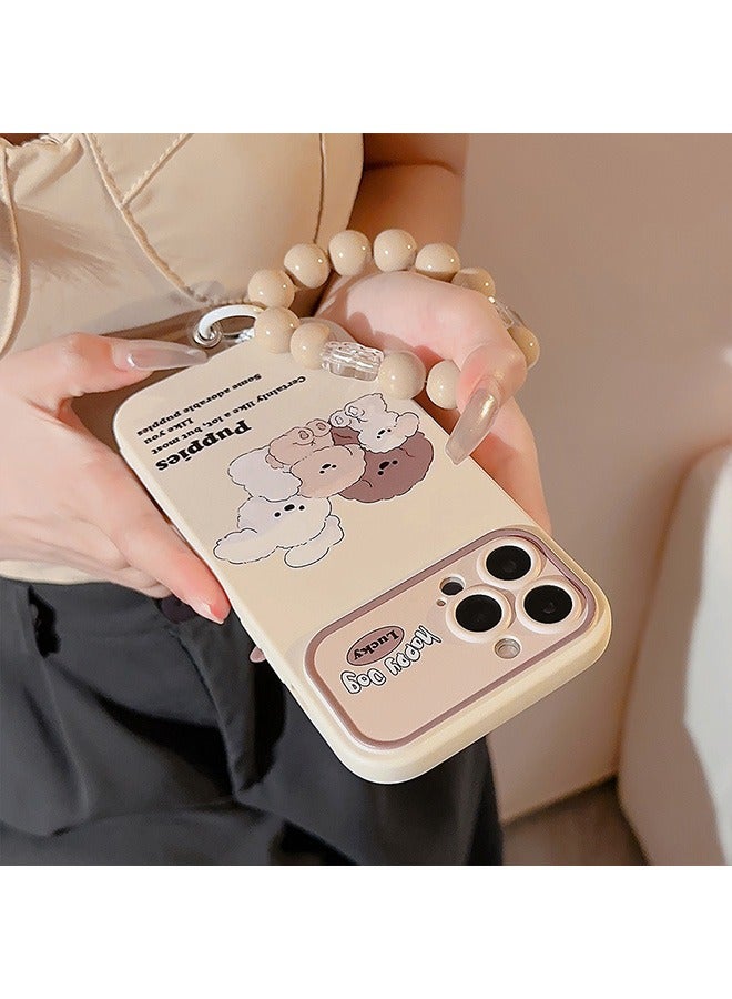 Compatible with iPhone 15 Pro Max Case, Happy Little Dogs Pattern Shockproof Case Cover with Lovely Strap Bracelet Chain Girls Women Case for iPhone 15 Pro Max  - Image 2