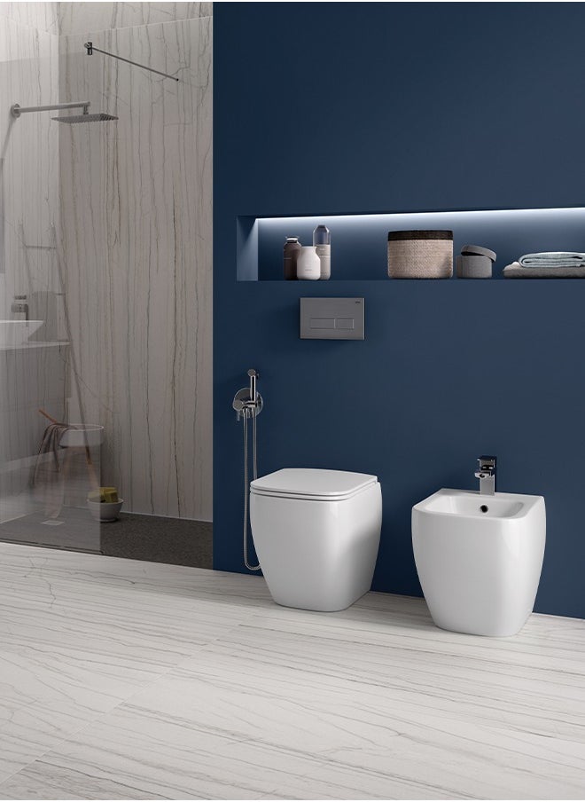 RAK CERAMICS - RAK-METROPOLITAN BACK TO WALL BIDET ALPINE WHITE 525X337 MM - Image 1
