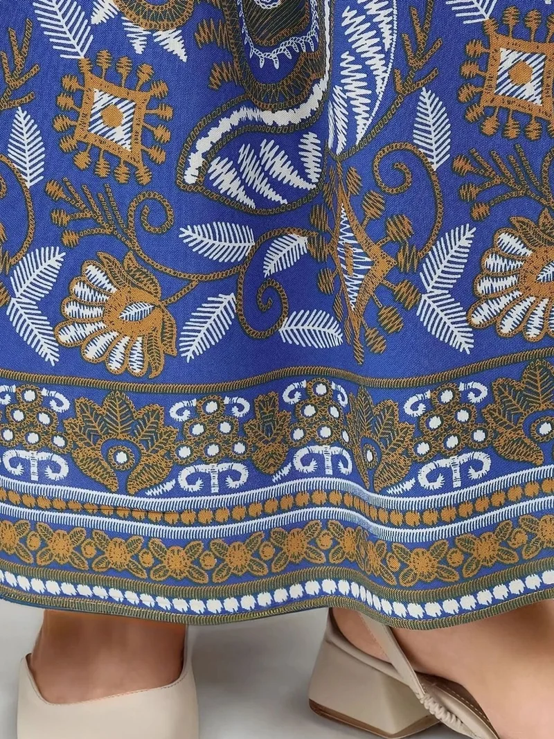 HICCUP Printed Long Sleeve Viscose Maxi Dress