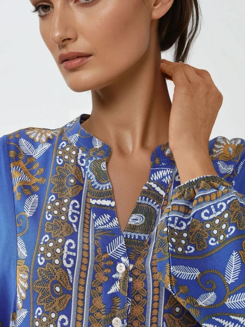 HICCUP Printed Long Sleeve Viscose Maxi Dress