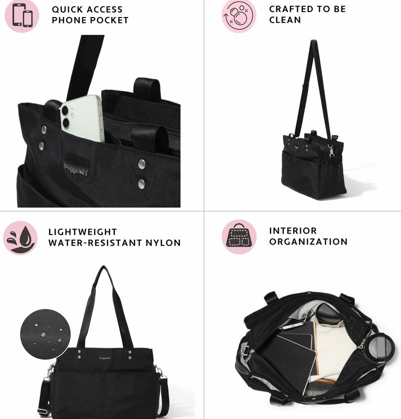 Baggallini The Only Bag - Multi-Compartment Crossbody Tote Bag for Women, Black - Image 3