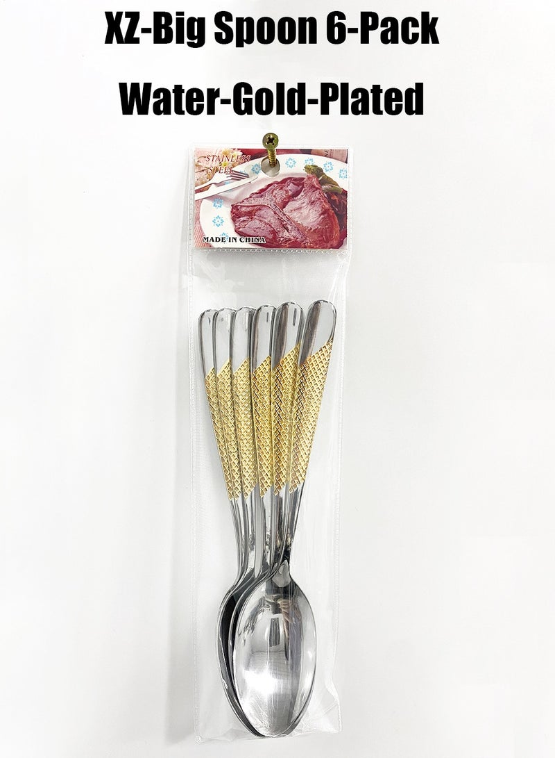 MHD Crown Spoon 6-Piece Stainless Steel Cutlery Set Laser Gold Plated