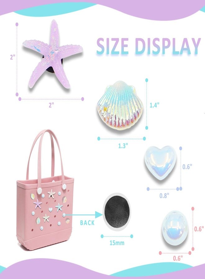 QTKJ 15 Pcs Charms for Bogg Bag, Starfish, Shells and Pearls for Bogg Bag Accessories, Compatible with Women Rubber Beach Bag Tote Handbag Decoration - Image 2