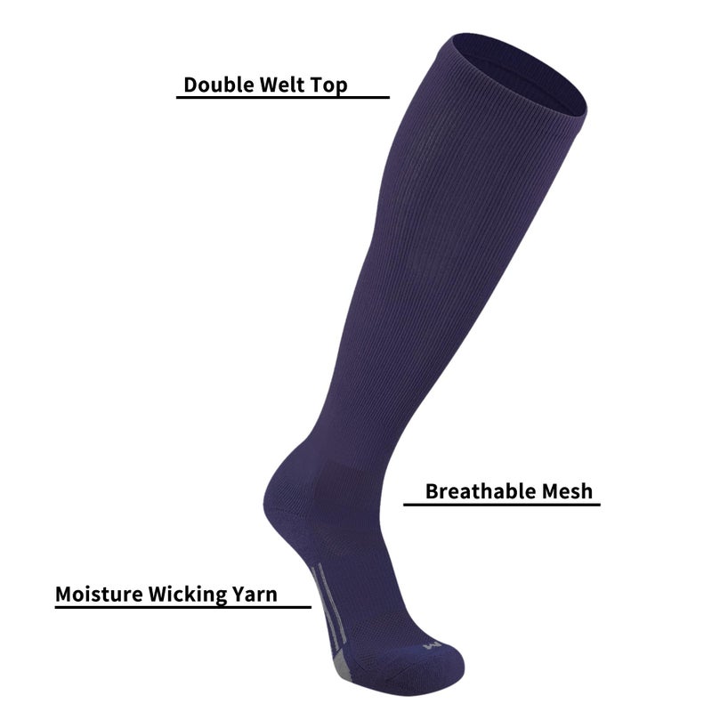 Londkaron Youth Elite Baseball/Softball Socks & Belt Combo (3 Pairs of Socks with 1 Belt) (Medium, Navy) - Image 4