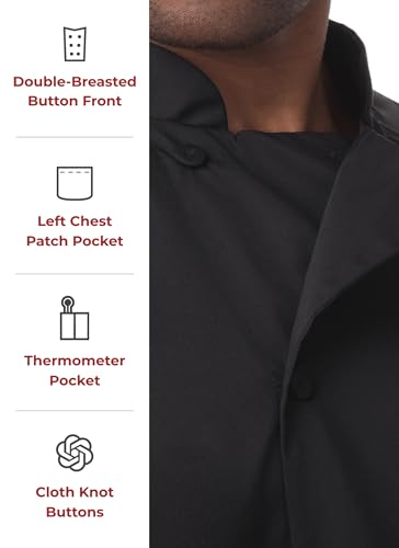 Chef Works Men's Montreal Cool Vent Chef Coat, Black, Large - Image 3